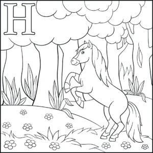 Koń na łące z kwiatami