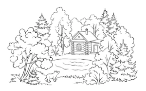 Leśna chatka nad stawem