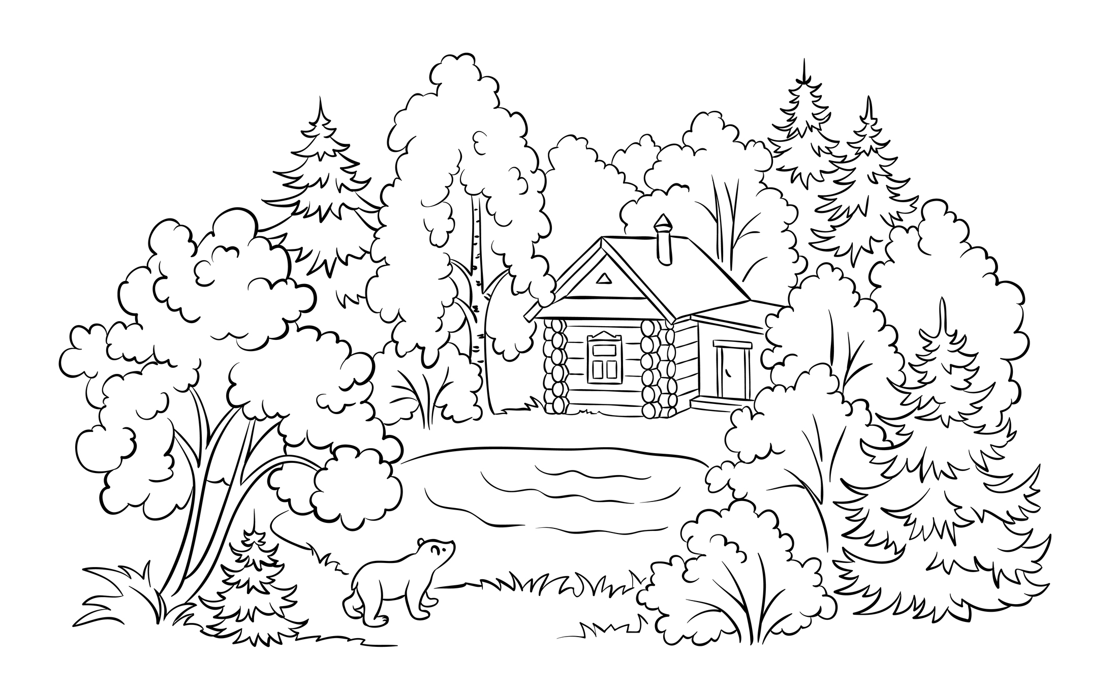 Leśna chatka nad stawem