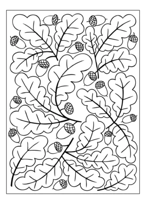 Liście dębu i żołędzie – wzór jesienny
