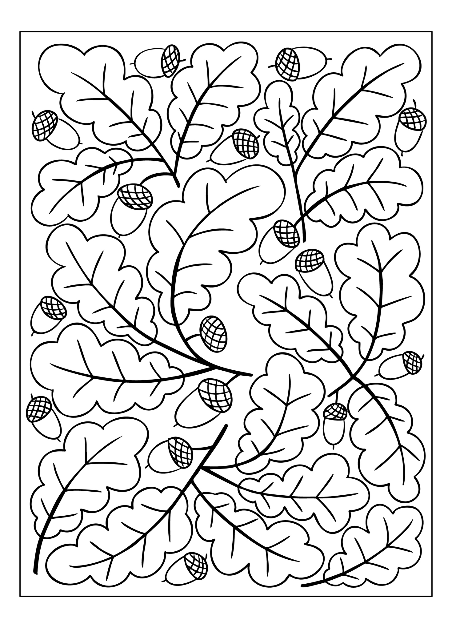 Liście dębu i żołędzie – wzór jesienny