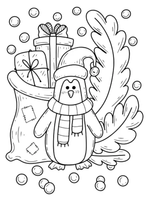 Pingwinek z workiem prezentów