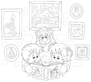 Dziadek czyta wnukom książkę