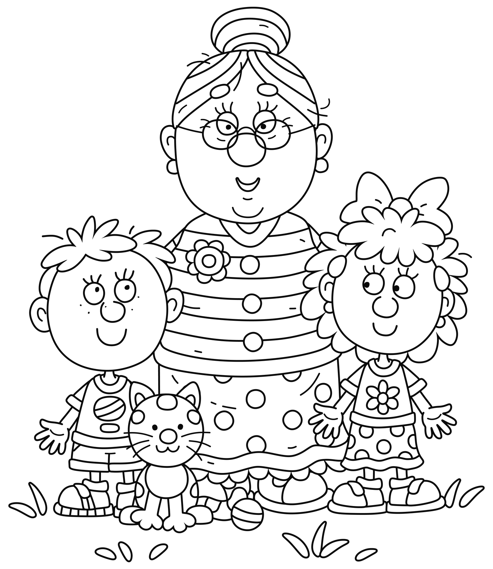 Babcia na spacerze z wnukami