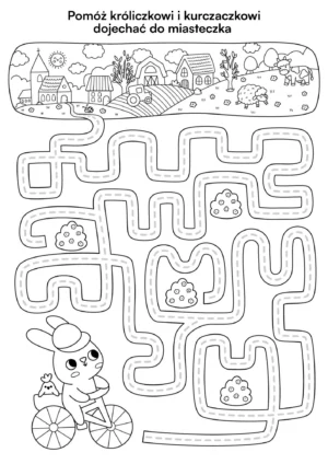 Wielkanocny labirynt – pomóż króliczkowi dotrzeć do miasteczka
